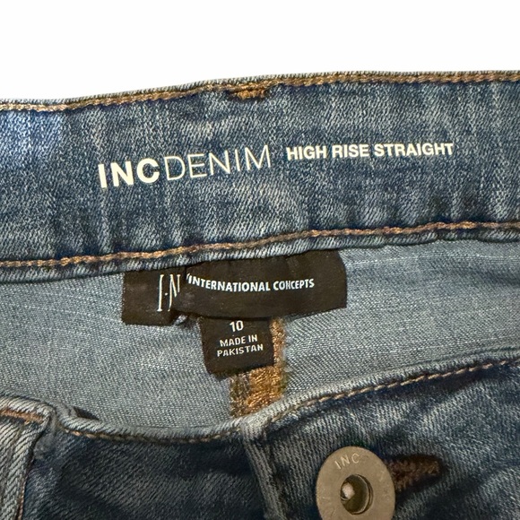 INC International Concepts High Rise Straight Leg Distressed Jeans Size 10 - Picture 8 of 8